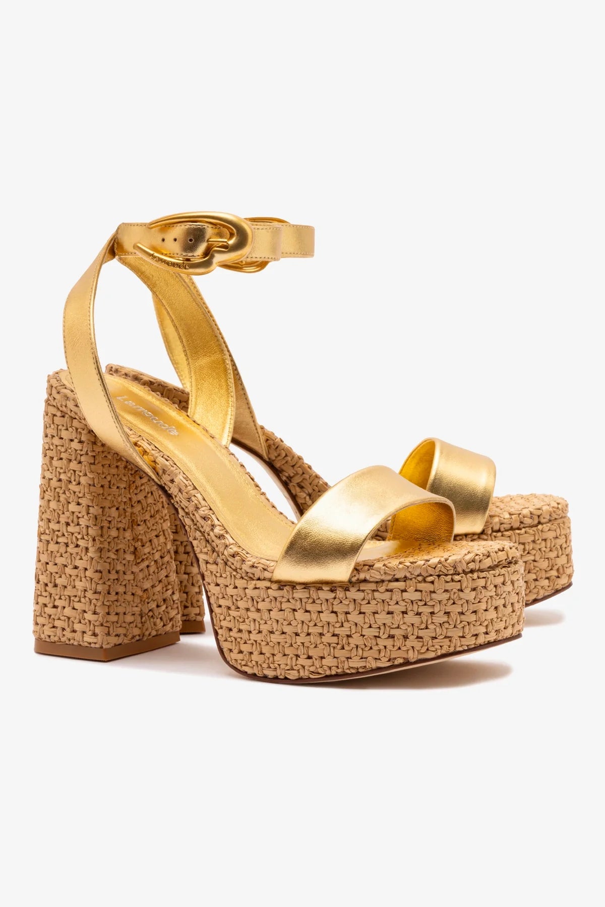 Dolly Verona Women's Gold Metallic Leather & Natural Raffia Sandals - Comfortable Summer Beach Wedding Casual Shoes for Outdoor Vacations