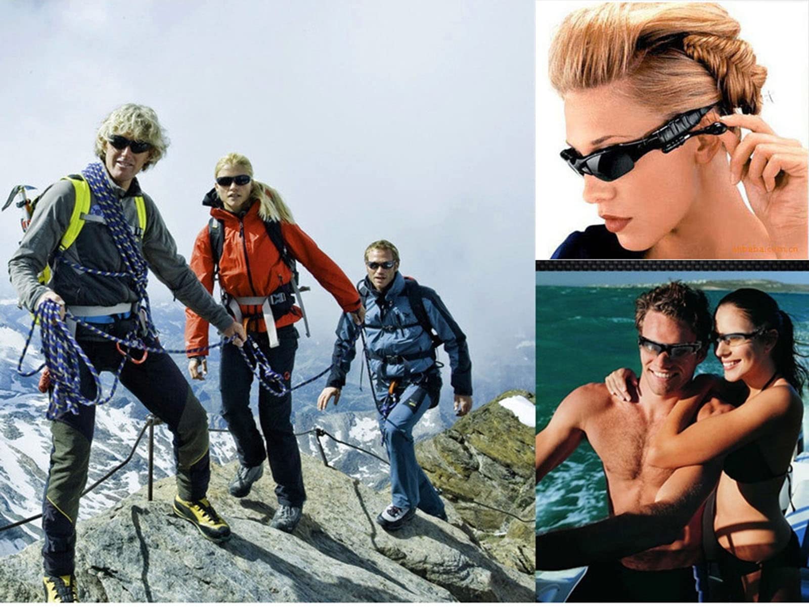 Wireless Bluetooth Sunglasses with Anti-UV & Built-in Stereo Headphones - Hands-Free Calling & Music for iPhone Android Smartphones - Perfect for Running, Cycling, Driving (Black-Gray)