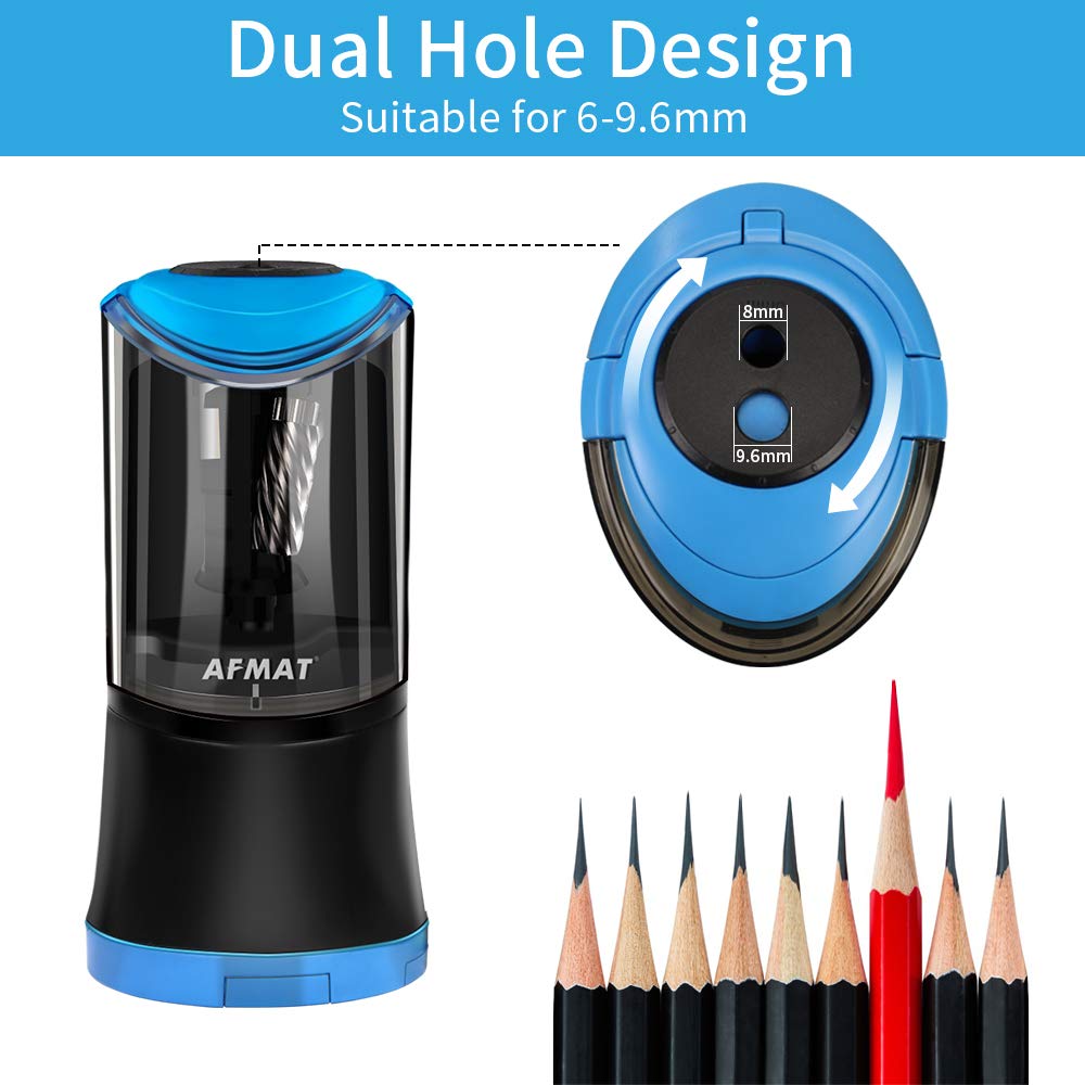 AFMAT Rechargeable Electric Pencil Sharpener & Eraser for Artists - Long Point Sharpener for 6-9.6mm Large Pencils with 140 Eraser Refills - Perfect for Sketching, Drawing & Art Class Supplies