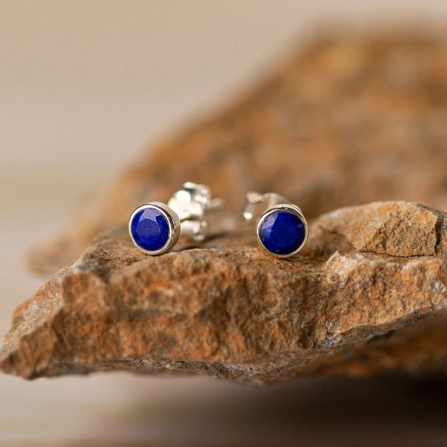 Lapis Lazuli Mini Stud Earrings - Sterling Silver September Birthstone Jewelry for Women | Perfect Gift for Birthday, Anniversary & Special Occasions