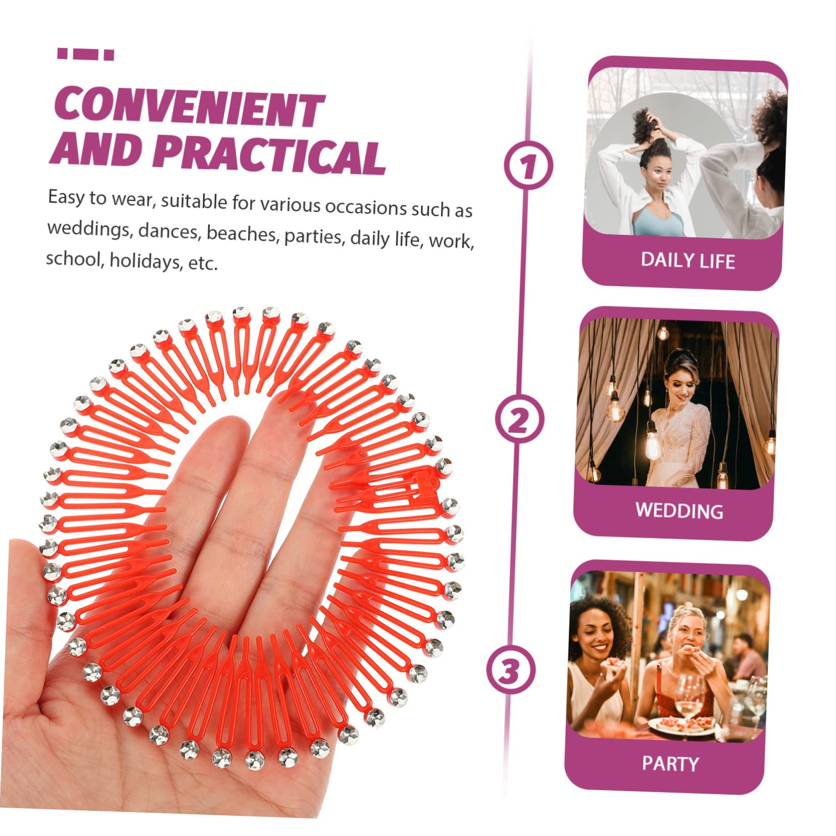 FOMIYES 24-Pack Stretchable Comb Headbands for Women - 90s Style Hair Accessories, Wig Holders & Hair Extensions (Elastic, Propylene) - Perfect for Parties, Cosplay & Everyday Styling