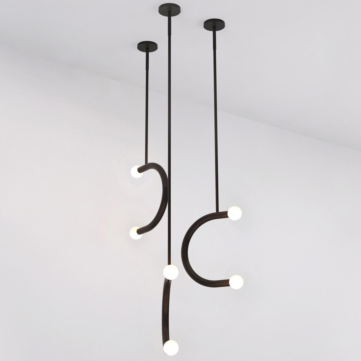 Modern Arched Double Light Pendant Lighting Fixture - Sleek Design for Kitchen Island, Dining Room, or Bedroom Decor