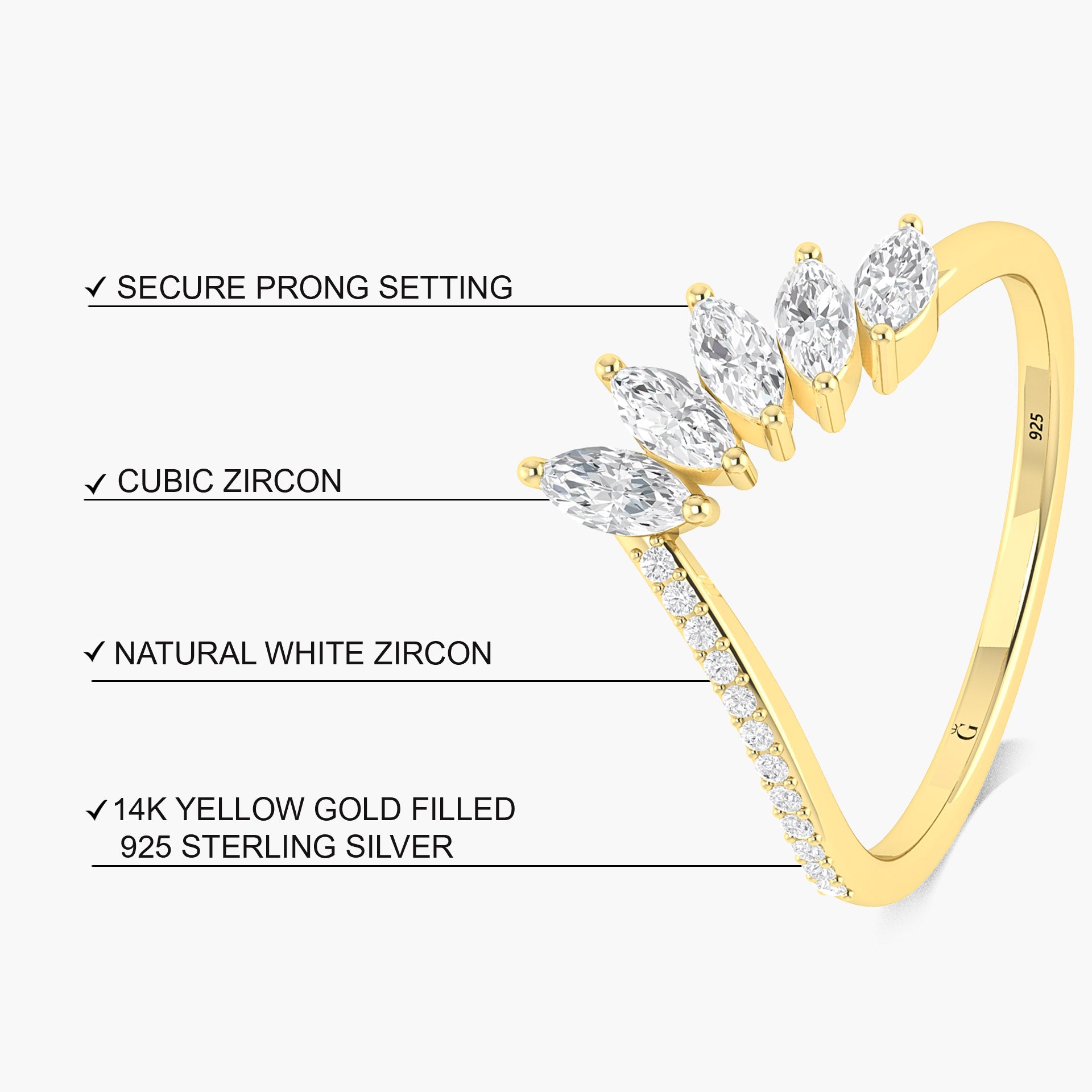 Handcrafted Marquise Shape 4 Carat Cubic Zirconia Ring - Elegant Wedding, Engagement & Evening Party Jewelry