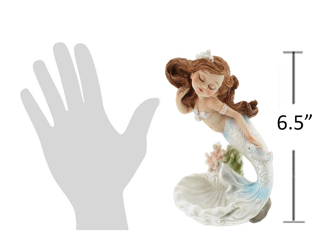 The Bridge Collection Mermaid & Shell Figurine Jewelry Tray - Elegant Home Decor for Bathroom Vanity, Dresser & Nightstand - Perfect Gift for Beach Lovers & Mermaid Enthusiasts