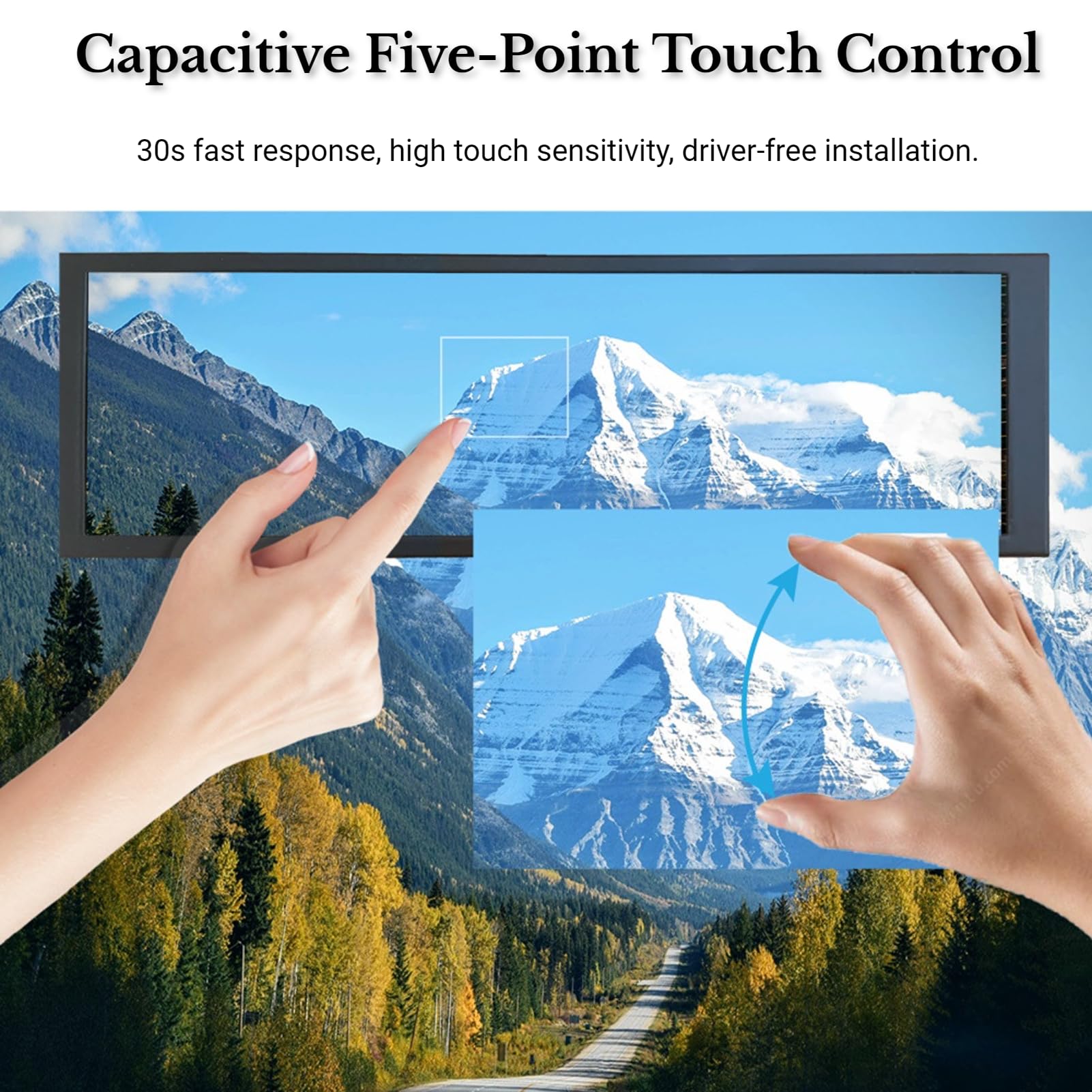 Yunseity 8.8 Inch Portable Monitor - 480x1920 HD LCD Display with 170° Viewing Angle, 60Hz Refresh Rate, HDR & 600 Nits Brightness - Eye Care USB Monitor for Raspberry Pi, Gaming & Office Work