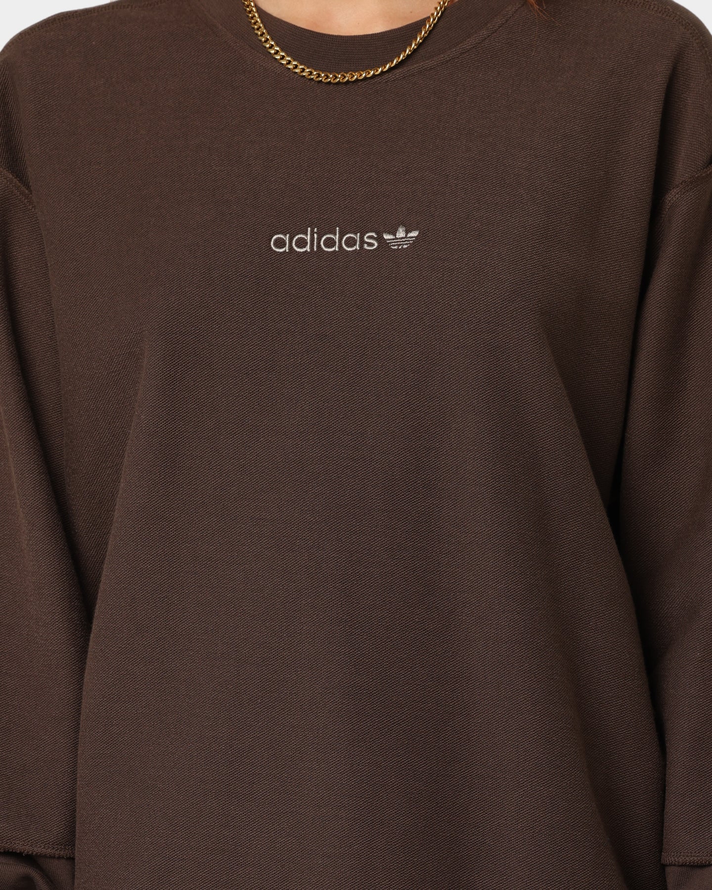 Adidas Loopback Crewneck Sweatshirt for Men - Soft Brown Cotton Pullover for Casual Wear & Street Style