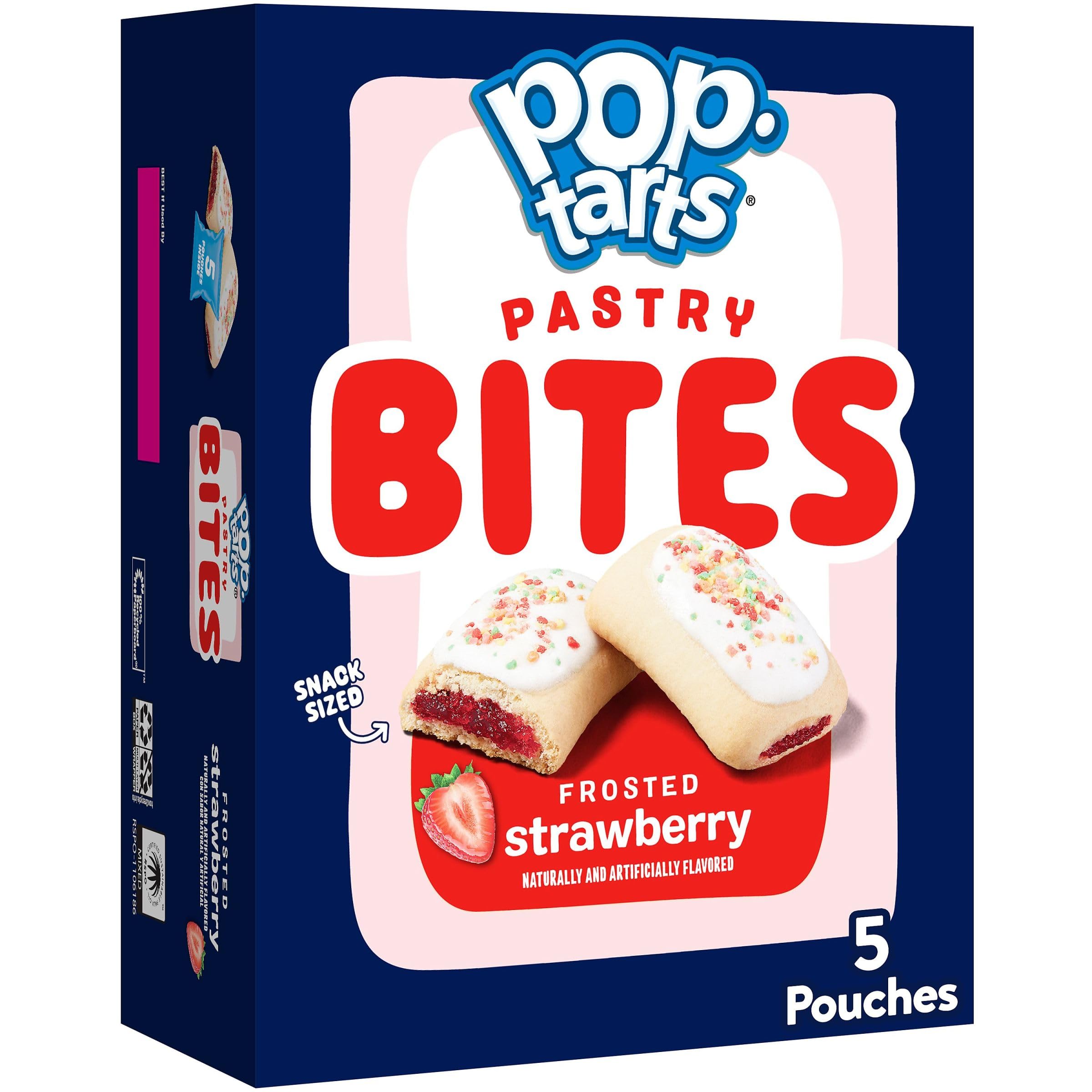Pop-Tarts Frosted Strawberry Baked Pastry Bites - 7oz Box (5 Pouches) | Kids Snacks, School Lunch, Breakfast On-The-Go, After-School Treats & Office Snacks