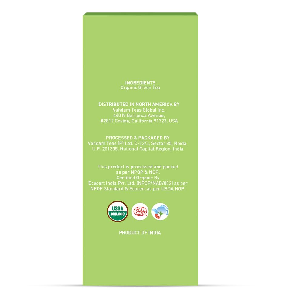 Organic Green Tea Bags - 100 Count USDA Certified Eco-Friendly Tea Bags | Resealable Freshness Pack | Delicate Flavor | Direct From India | Perfect for Morning Boost, Afternoon Relaxation & Healthy Lifestyle
