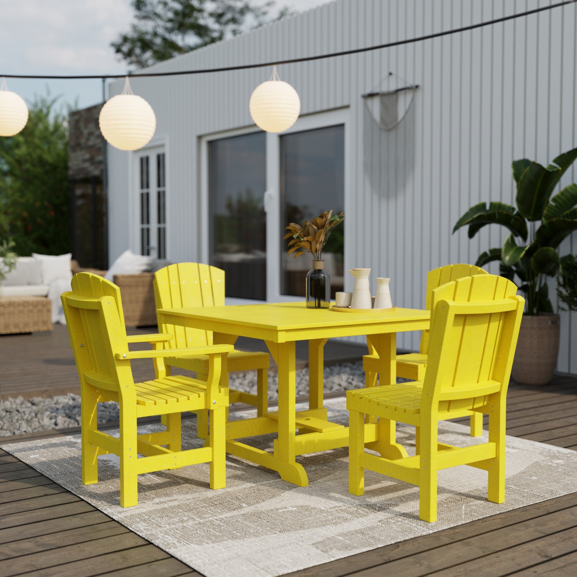 Heritage 5-Piece 44x44 Inch Square Outdoor Dining Set with Cushions - Perfect for Patio, Garden, and Backyard Entertaining