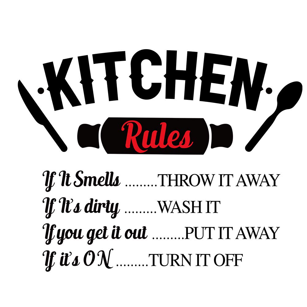 Funny Kitchen Rules Wall Decal - Removable Vinyl Sticker for Home Decor (11.8
