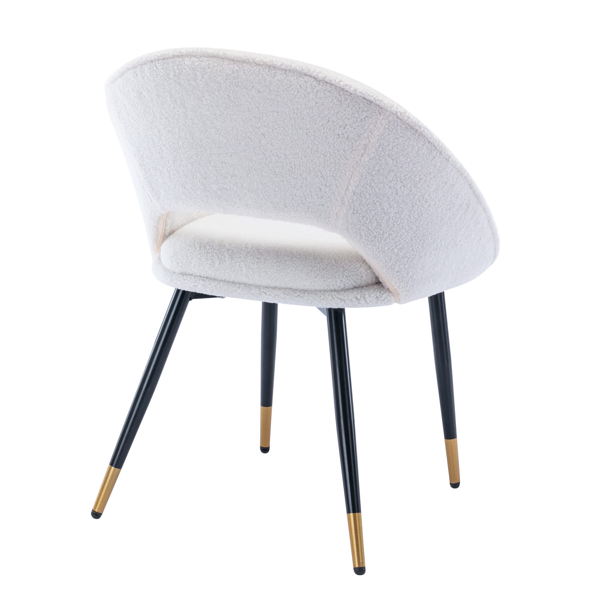Fluffy Desk Chair Set of 2 - Faux Fur Accent Chairs with Metal Legs, Modern Upholstered Leisure Armchair for Teens & Women, No Wheels Office Makeup Vanity Chair - Perfect for Home, Bedroom, Dorm Room and Cozy Workspaces