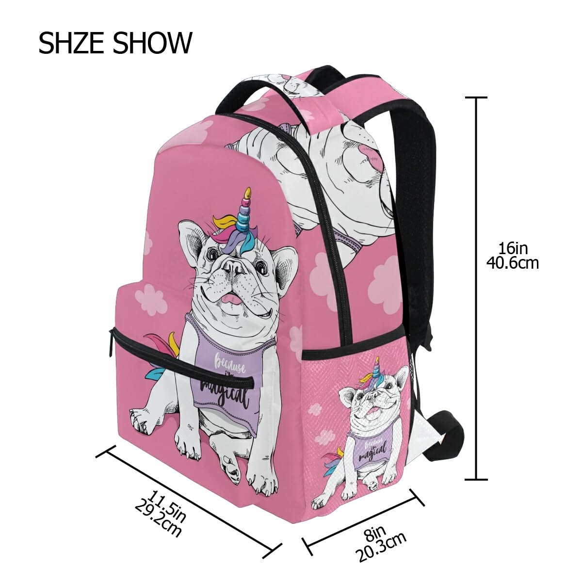 Cute French Bulldog Backpack for Teens - Durable School Backpack & Travel Bag for Boys & Girls - Perfect for School, College, Travel & Daily Use