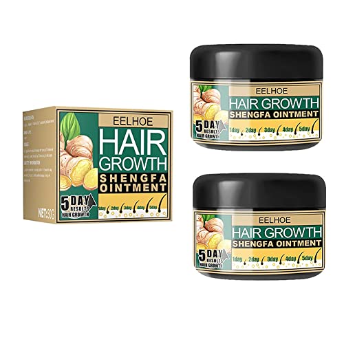 Ginger Hair Growth Serum & Scalp Treatment - Natural Hair Regrowth Ointment for Thinning Hair & Hair Loss - Moisturizing Follicle Essence Cream with Ginger Extract - 2 Pack (1oz Each) - Perfect for Daily Scalp Massage & Hair Care Routine