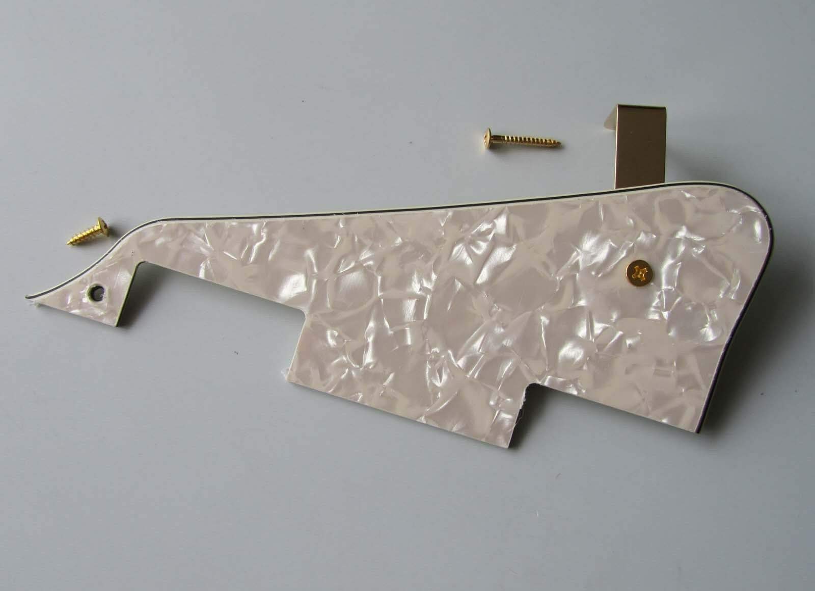 Vintage Pearl LP Guitar Pickguard with Gold Bracket - Replacement Part for Epiphone Les Paul Electric Guitar - Perfect for Upgrades, Repairs & Customization
