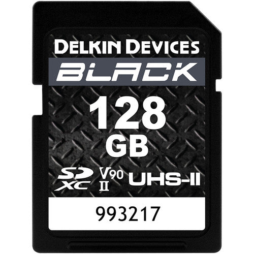 Delkin DSDBV90128 128GB UHS-II SDXC Memory Card - High-Speed Performance for 4K Video & Professional Photography (Black)