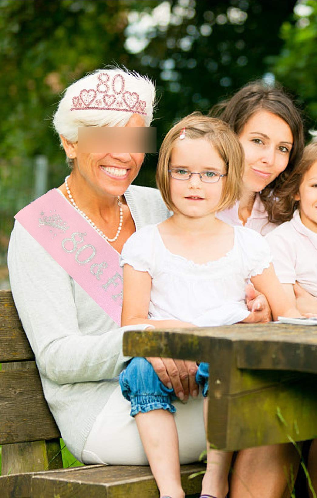 80th Birthday Sash and Tiara Set for Women - Glitter Sash with Rhinestone Hearts & Pink Metal Tiara | Perfect 80th Birthday Gift for Queen of Celebration | Great for Milestone Parties, Birthday Photos & Special Occasions