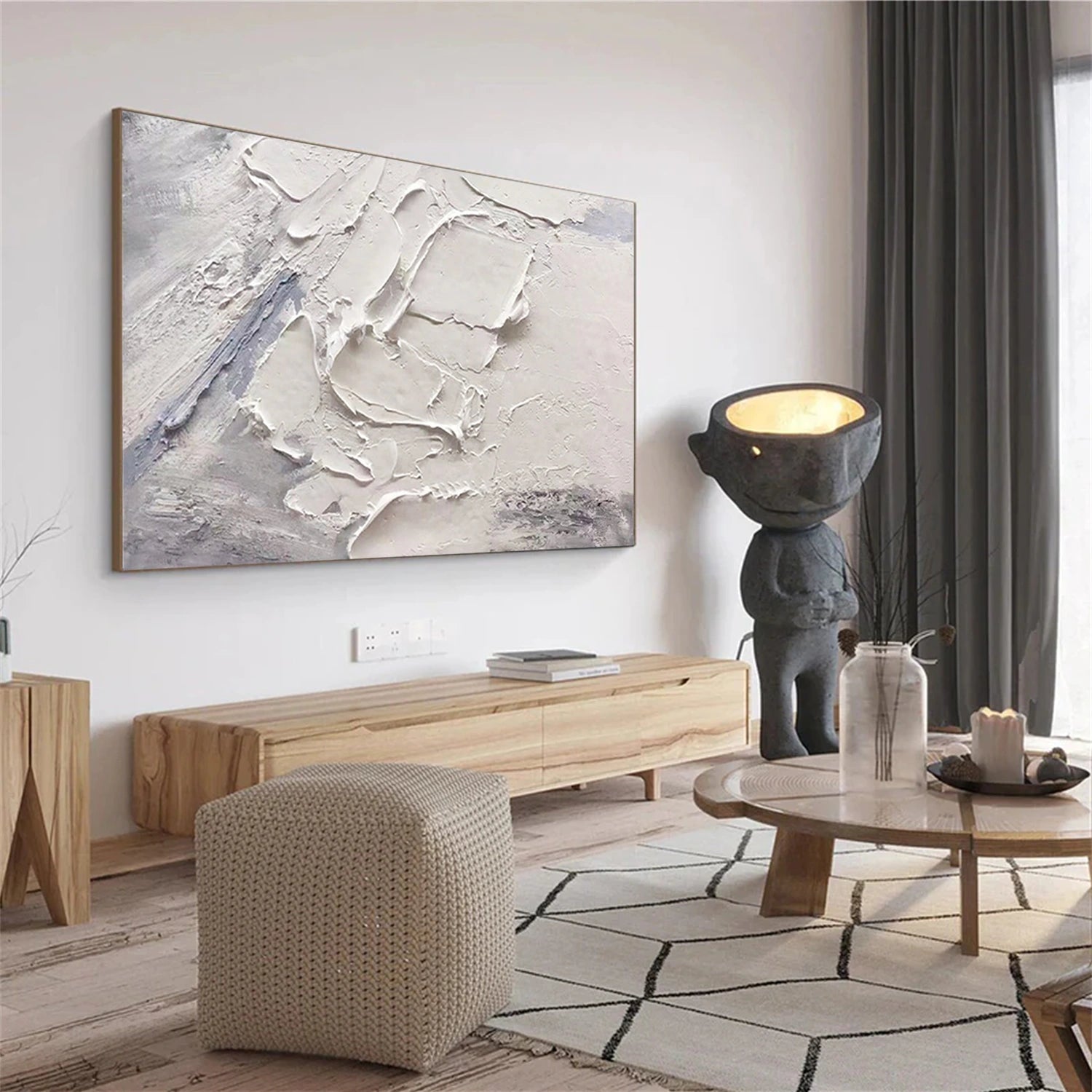 Abstract Texture Painting #AB 434 - Modern Wall Art Decor for Living Room, Bedroom & Office - Handmade Canvas Artwork