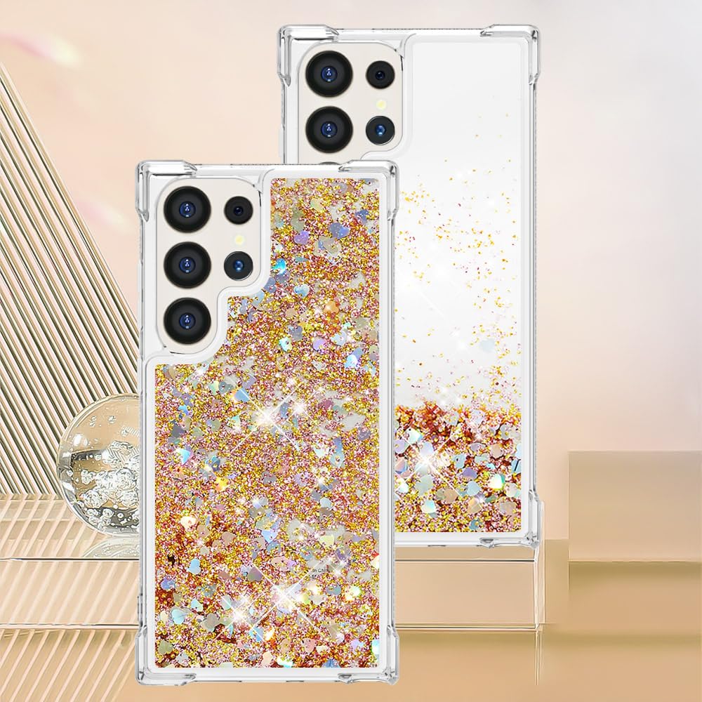 YuhooTech Glitter Quicksands Phone Case for Samsung Galaxy S24 Ultra with Neck Strap - Stylish Protective Cover with Lanyard for Everyday Use, Travel & Outdoor Activities