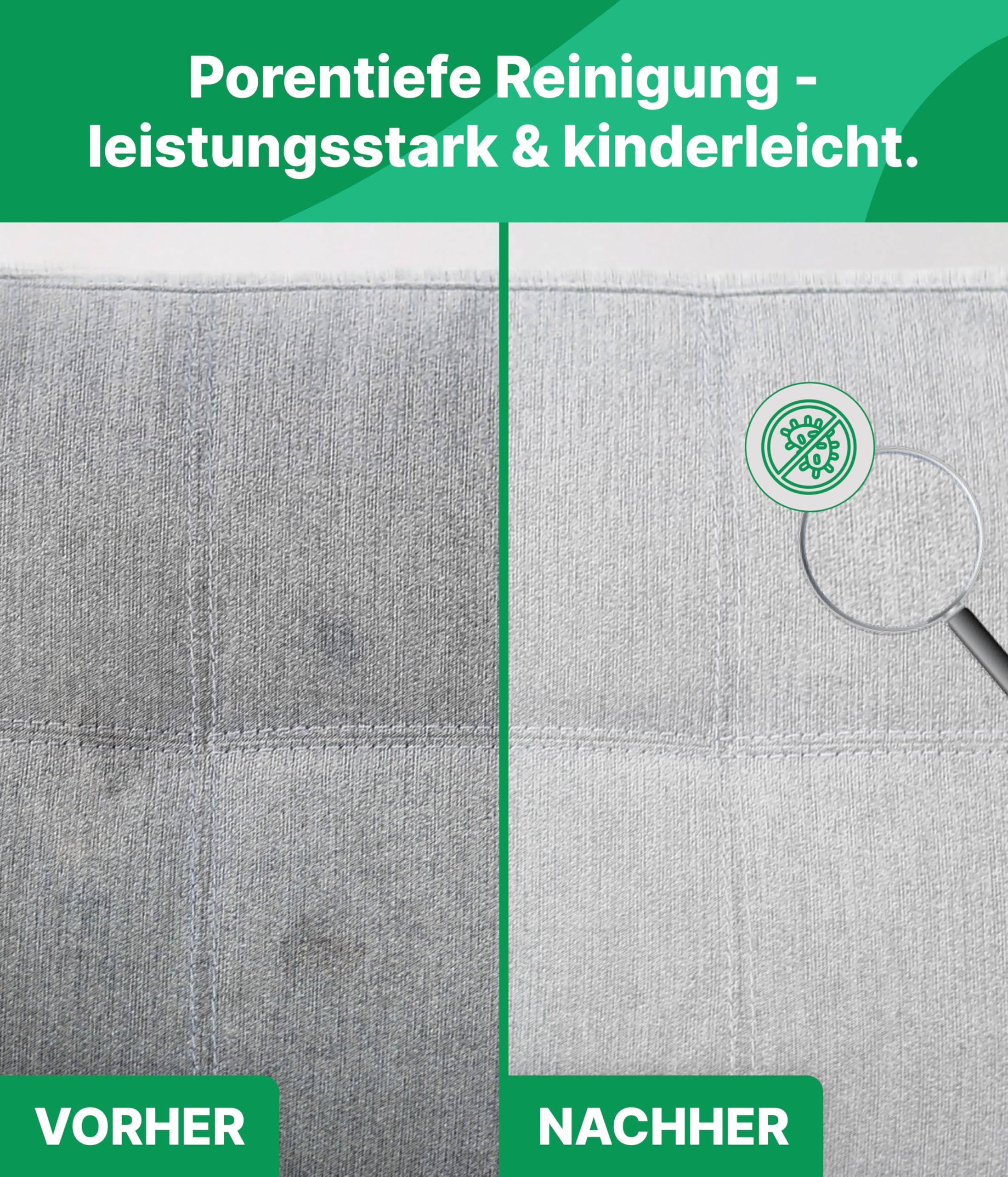 Emma Grün® Upholstery Cleaner for Sofa, Couch & Car Seats 500ml [Includes Upholstery Brush] - Eco-Friendly & Odor Eliminator - Car Interior Cleaner - Made in Germany - Perfect for Deep Cleaning Furniture, Removing Stains & Refreshing Vehicle Upholstery