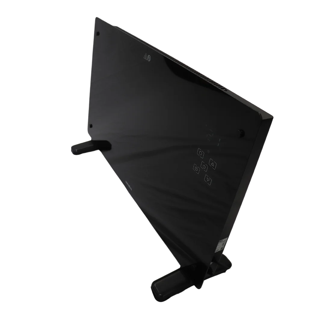 Smart WiFi-Enabled Black Glass Panel Heater - Wall Mount or Freestanding with Wheels for Home & Office Use | Perfect for Bedroom, Living Room & Basement Heating