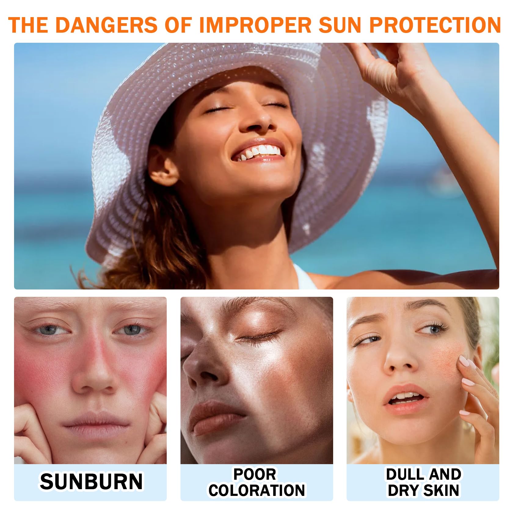 3PCS Mineral Sunscreen SPF 50+ PA+++ for Face & Body - Lightweight, Waterproof & Travel Size (1.76 OZ) - Moisturizing Sunblock for Daily Use, Outdoor Activities & Beach Protection