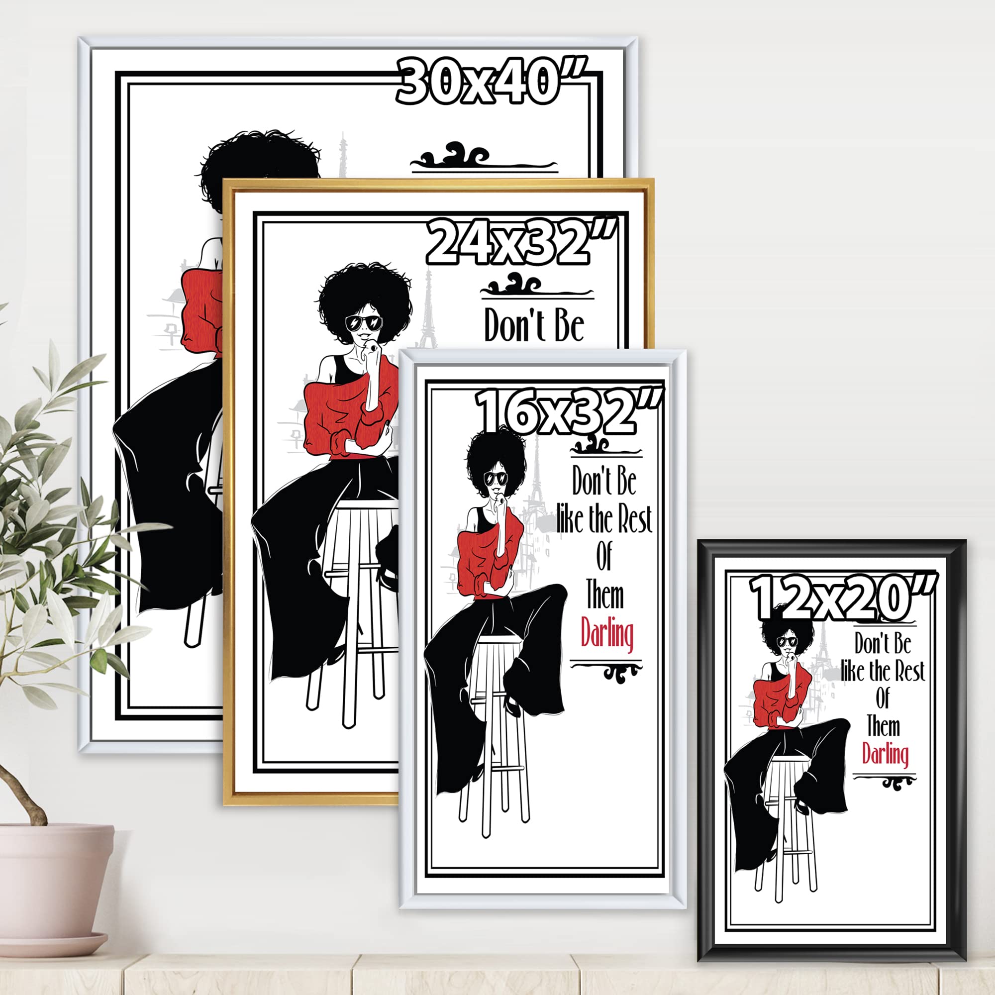 Modern Framed Canvas Wall Art Print - Style Passion Life Fashion Girl VI | Home Decor, Living Room, Bedroom, Office