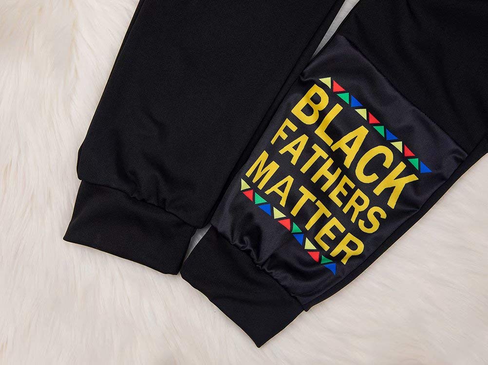 Women's 2-Piece Outfit - Black 'Fathers Matter' Short Sleeve T-Shirt with Bodycon Pants Set | Casual Tracksuit & Jumpsuit Alternative for Streetwear, Gym, or Lounge Wear