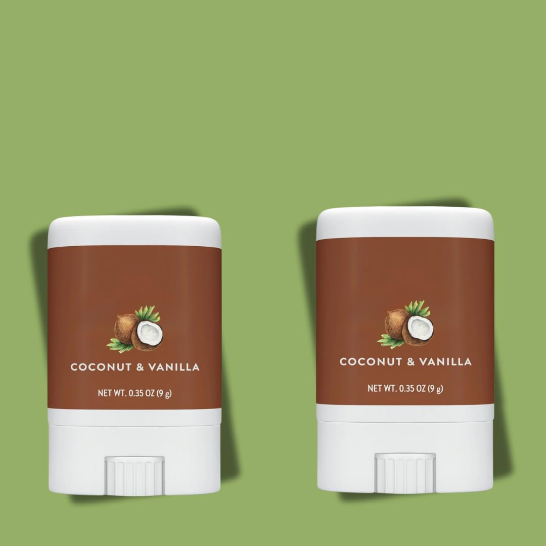 Natural Deodorant for Women & Men - Coconut Vanilla Scent, Aluminum Free, Travel Size 0.35 oz (2 Pack) - Fresh All Day, Perfect for Gym, Work & Outdoor Activities