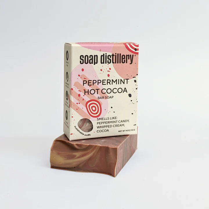 Soap Distillery Peppermint Hot Cocoa Bar Soap - Natural Handmade Soap for Dry Skin, Gifts for Her - Perfect for Spa, Bath & Relaxation at Home