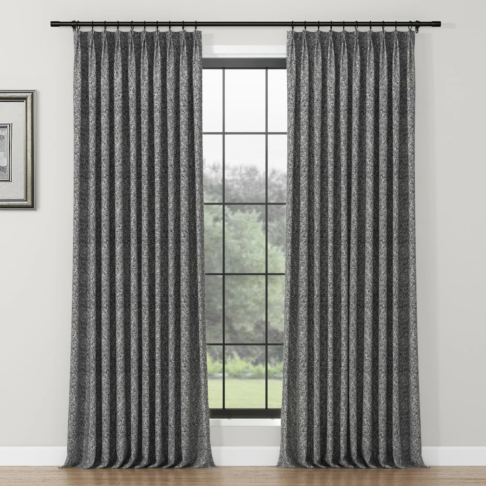 Lydia Rove Jacquard Pleated Curtains for Living Room & Bedroom - Elegant Window Treatments for Home Decor