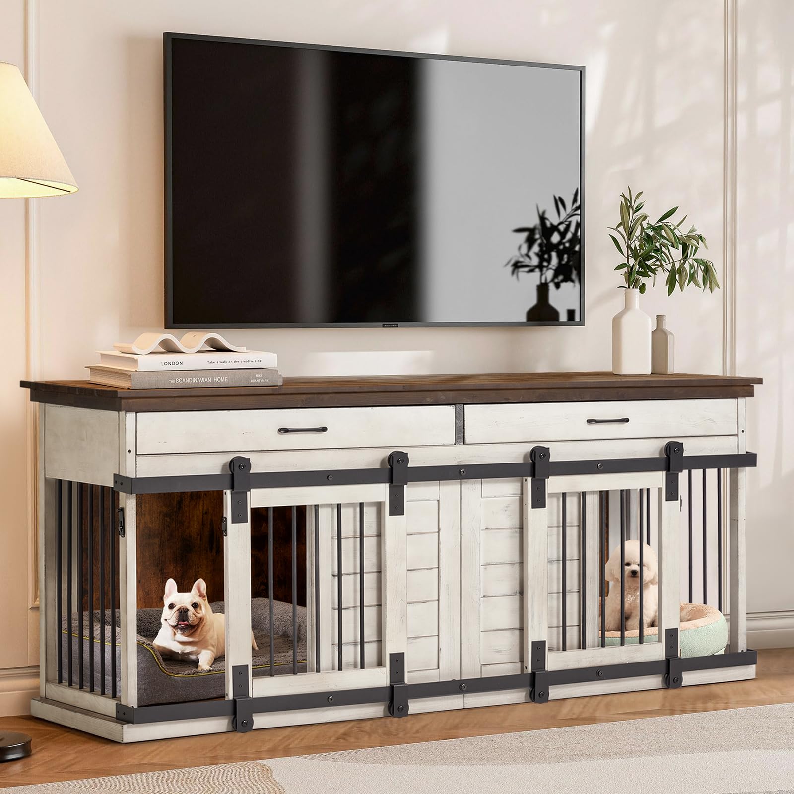 Erinnyees Solid Wood Dog Crate Furniture - 72.4