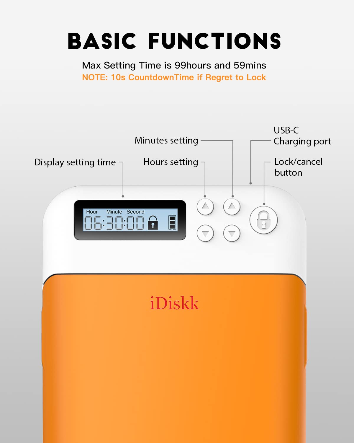 Timer Lock Box for iPhone & Android Phones - Secure Cell Phone Storage for Kids, Students & Parents | Focus Booster with Timer | Compatible with iPhone 14/13/12/11/X/8 & Samsung/Google | Includes Battery (Orange) - Perfect for Study Time, Work Focus & Digital Detox