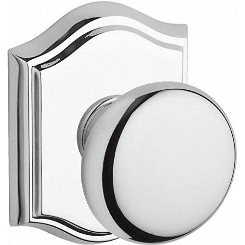 Privacy Round Knob & Traditional Arch Rose in Bright Chrome - Secure Door Hardware for Bedroom, Bathroom, and Office (44mm Size)