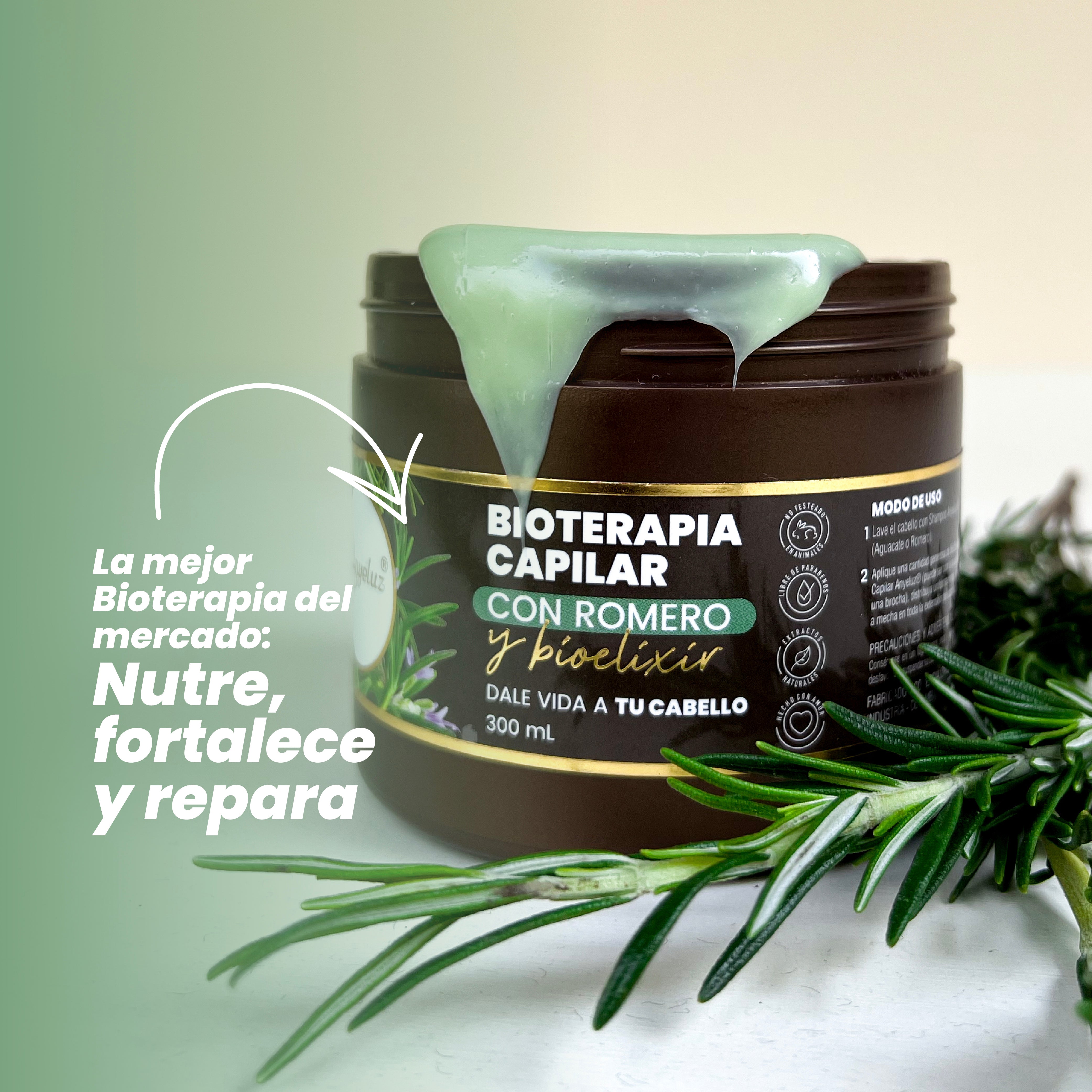 Bioterapia Capilar Hair Treatment with Rosemary and Bioelixir - Anyeluz | Natural Hair Growth Serum for Thicker, Healthier Hair | Perfect for Damaged, Dry, or Frizzy Hair Care Routine