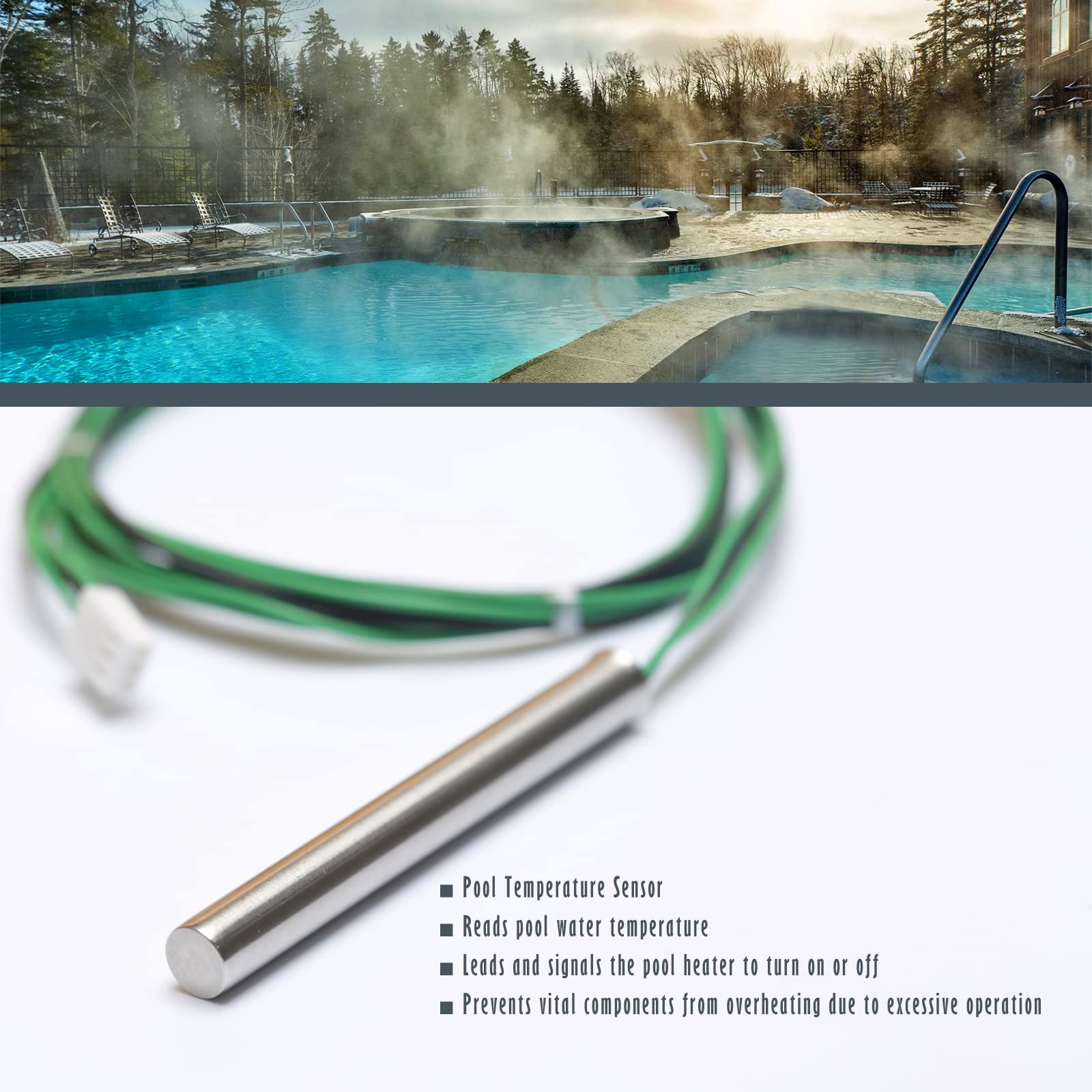 Raypak Pool Heater Temperature Sensor Replacement - Compatible with Spa & Hot Tub - 12 Month Warranty - Perfect for Pool Maintenance & Water Temperature Monitoring