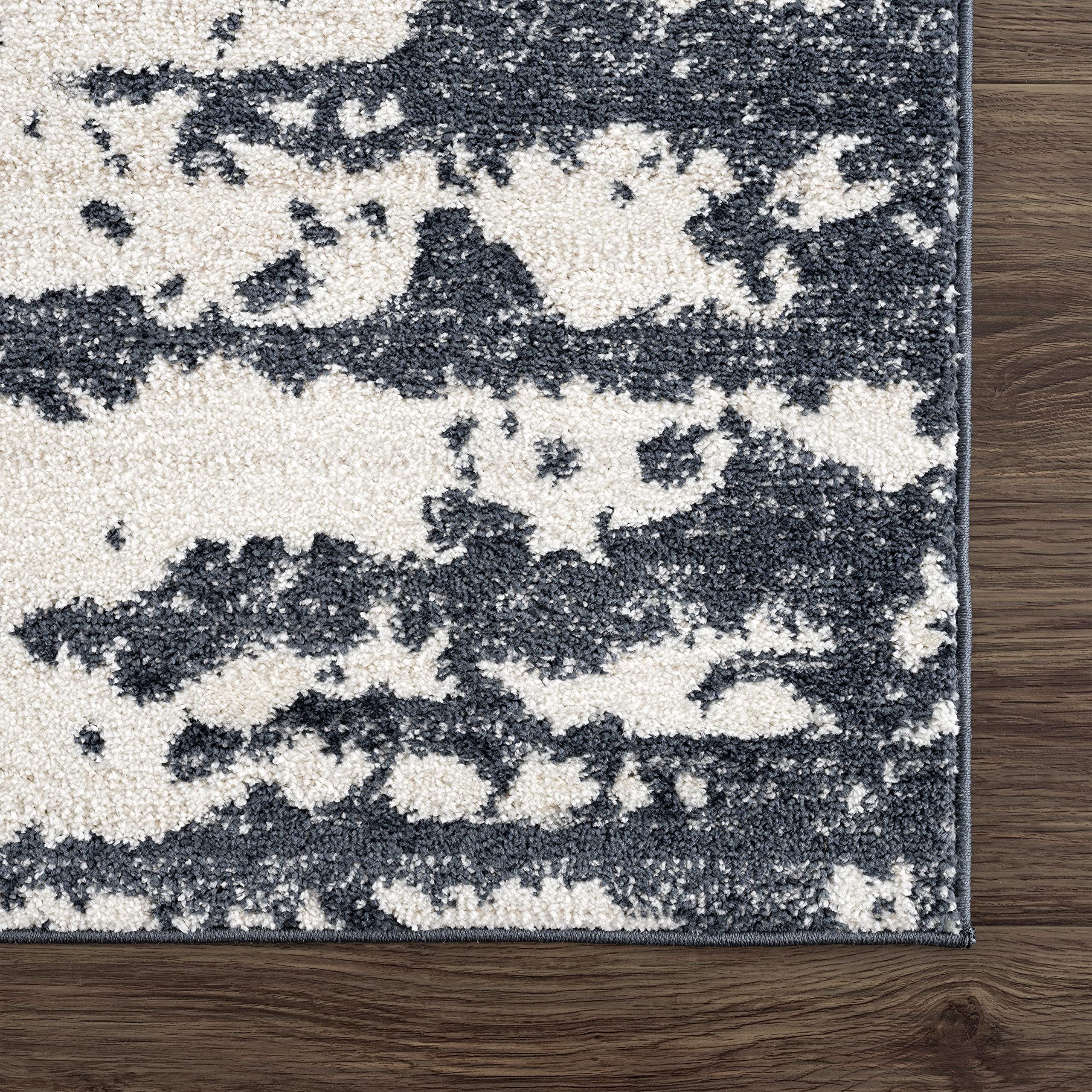 Abani Modern Ink Splatter Design Cream & Black Area Rug 7'9