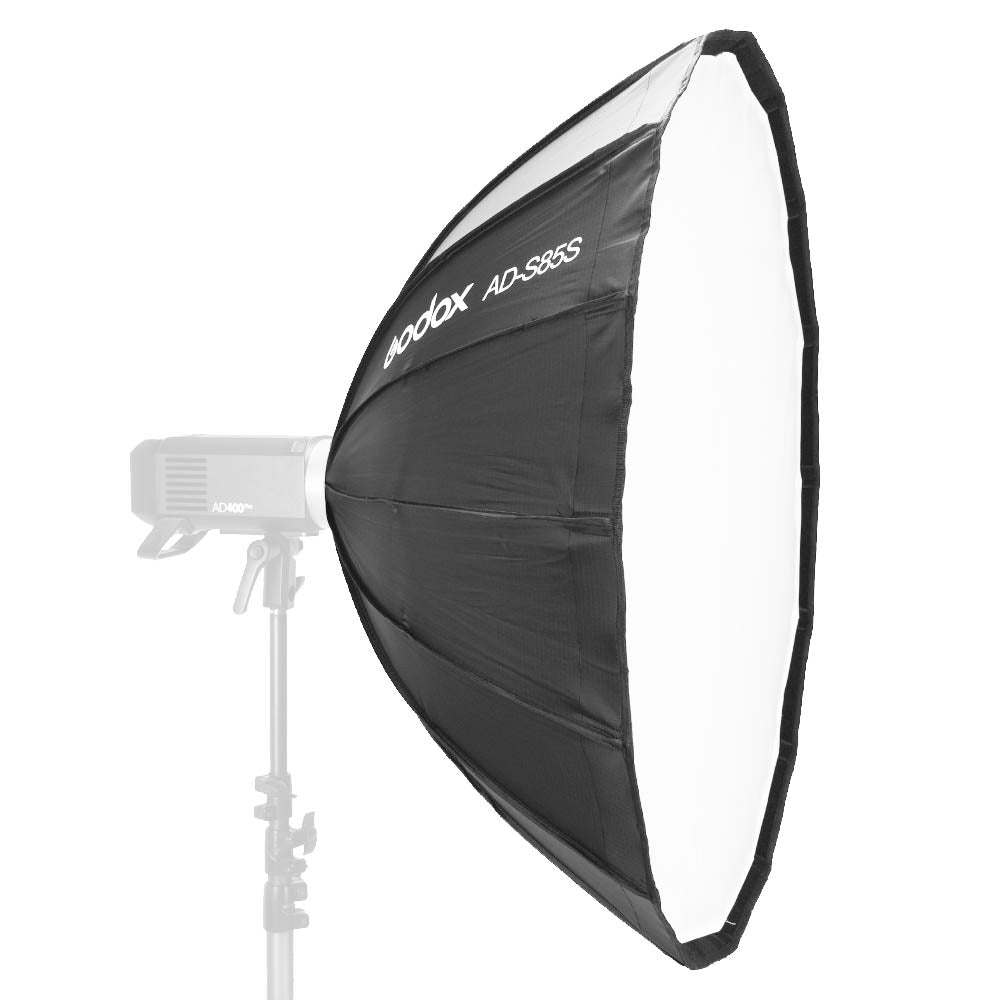 Godox AD S85S 85cm 16-Sided Parabolic Softbox with Silver Interior - Portable Photography Lighting Modifier for Studio & Outdoor Shoots