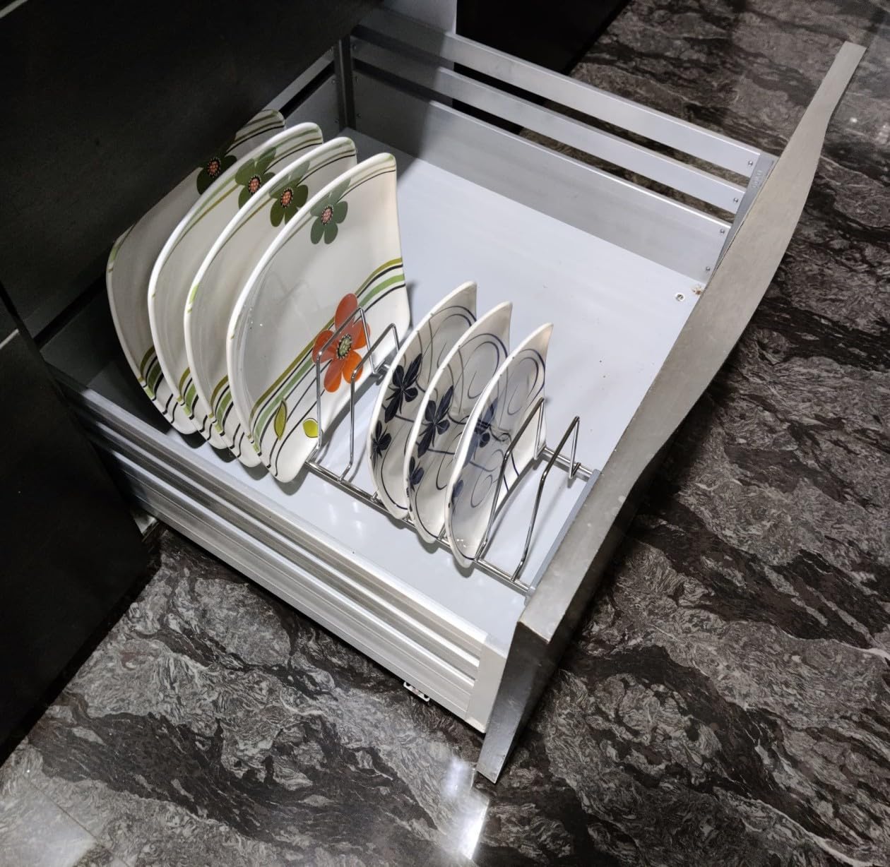 Stainless Steel Plate Rack for Kitchen Cabinet - Dish Organizer & Plate Holder - Space Saving Kitchen Storage Solution for Plates, Bowls and Cutting Boards - Perfect for Pantry, Cabinet or Countertop Organization