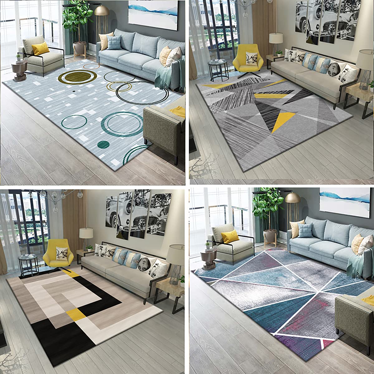 31.5x47.24 Inch Modern Geometric Print Non-Slip Washable Area Rug - Soft Living Room Carpet for Bedroom, Dining Room & Home Decor - Perfect for Cozy Spaces & High-Traffic Areas
