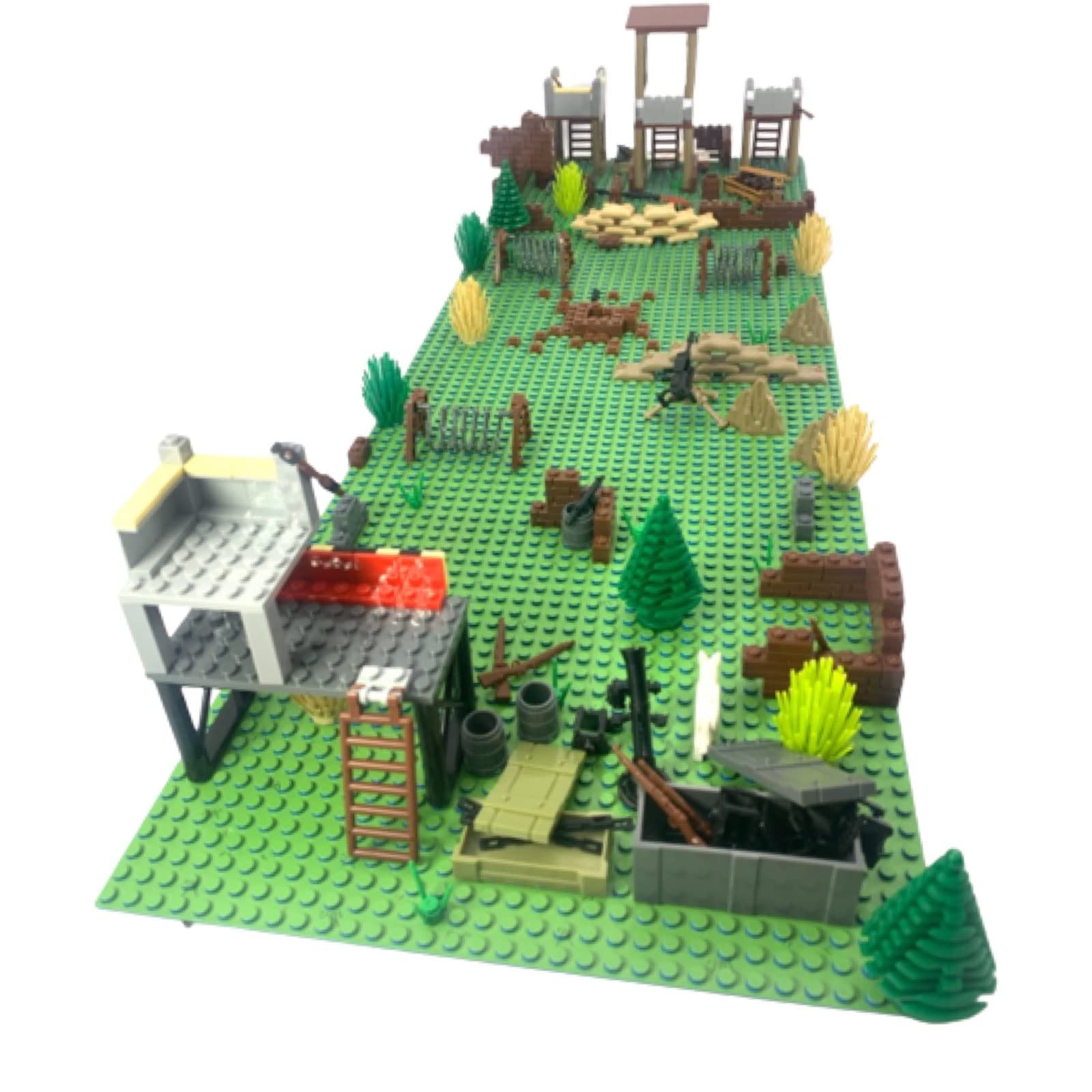 General Jim's Custom Battle Scene 2 - 534-Piece Military Building Block Set with Buildings, Weapons & Barbed Wire | Creative Construction Toy for Teens & Adults | War-Themed Display & Strategy Game Play