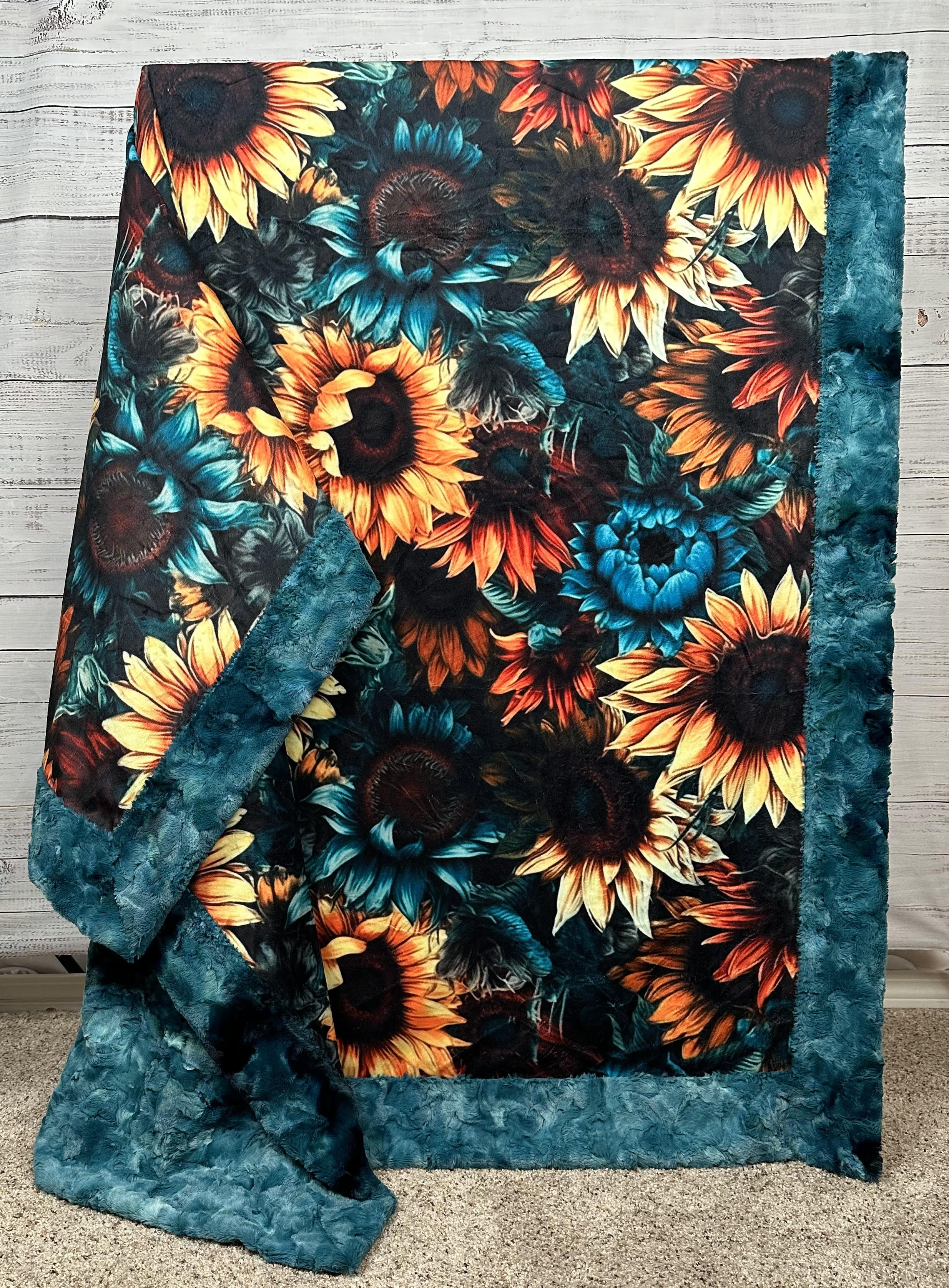 Galaxy Sunflower Print 55x79 Inch Soft Minky Blanket - Cozy Throw for Bed, Sofa, and Outdoor Picnics