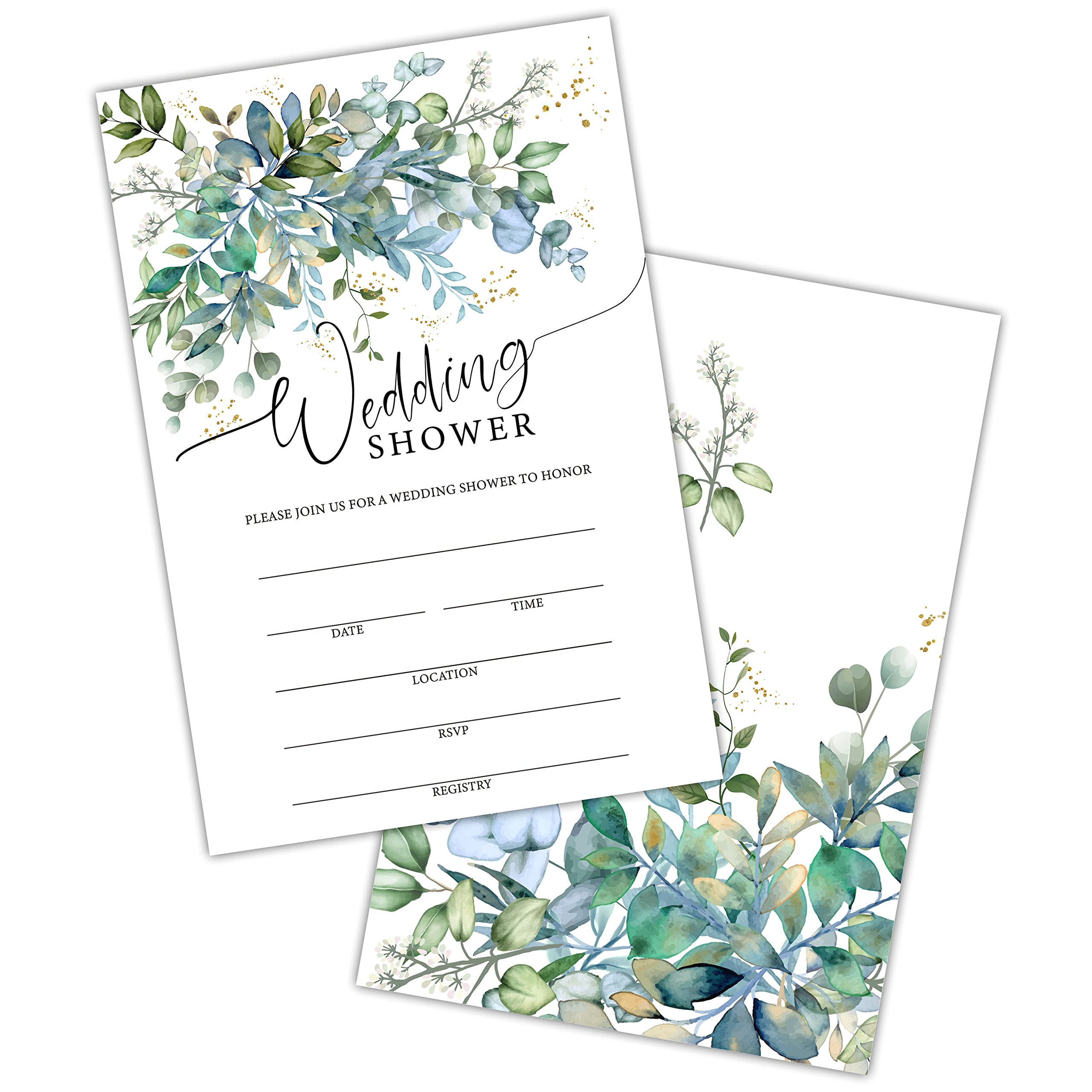 Elegant Greenery Wedding Shower Invitations Set - Floral Bridal Shower Invites for Engagement Party, Wedding & Bridal Events - Includes 25 Invitation Cards & 25 Envelopes (B02) - Perfect for Garden Weddings, Spring Celebrations & Rustic Themed Events