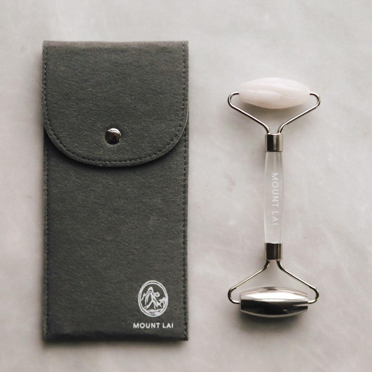 Vitality Qi White Jade & Stainless Steel Dual Action Facial Roller for Skin Tightening, Wrinkle Reduction & Lymphatic Drainage - Perfect for At-Home Spa & Skincare Routine