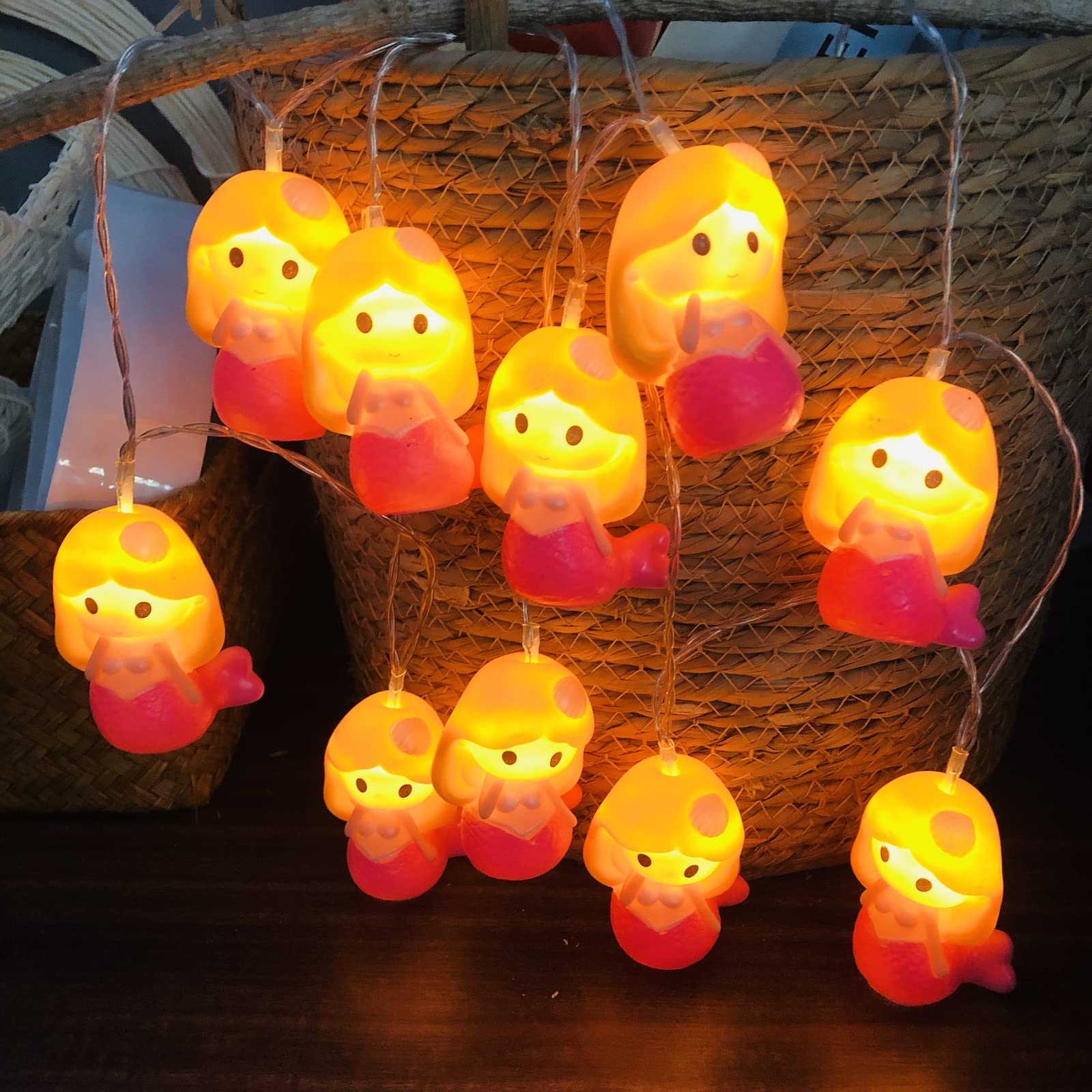 Mermaid LED String Lights - 10 Battery Operated Fairy Lights for Bedroom, Wedding, Birthday Party Decor - 1.65m Waterproof Fish Lights for Summer Camping, Home Decor & Outdoor Events - Romantic Ambiance Lighting