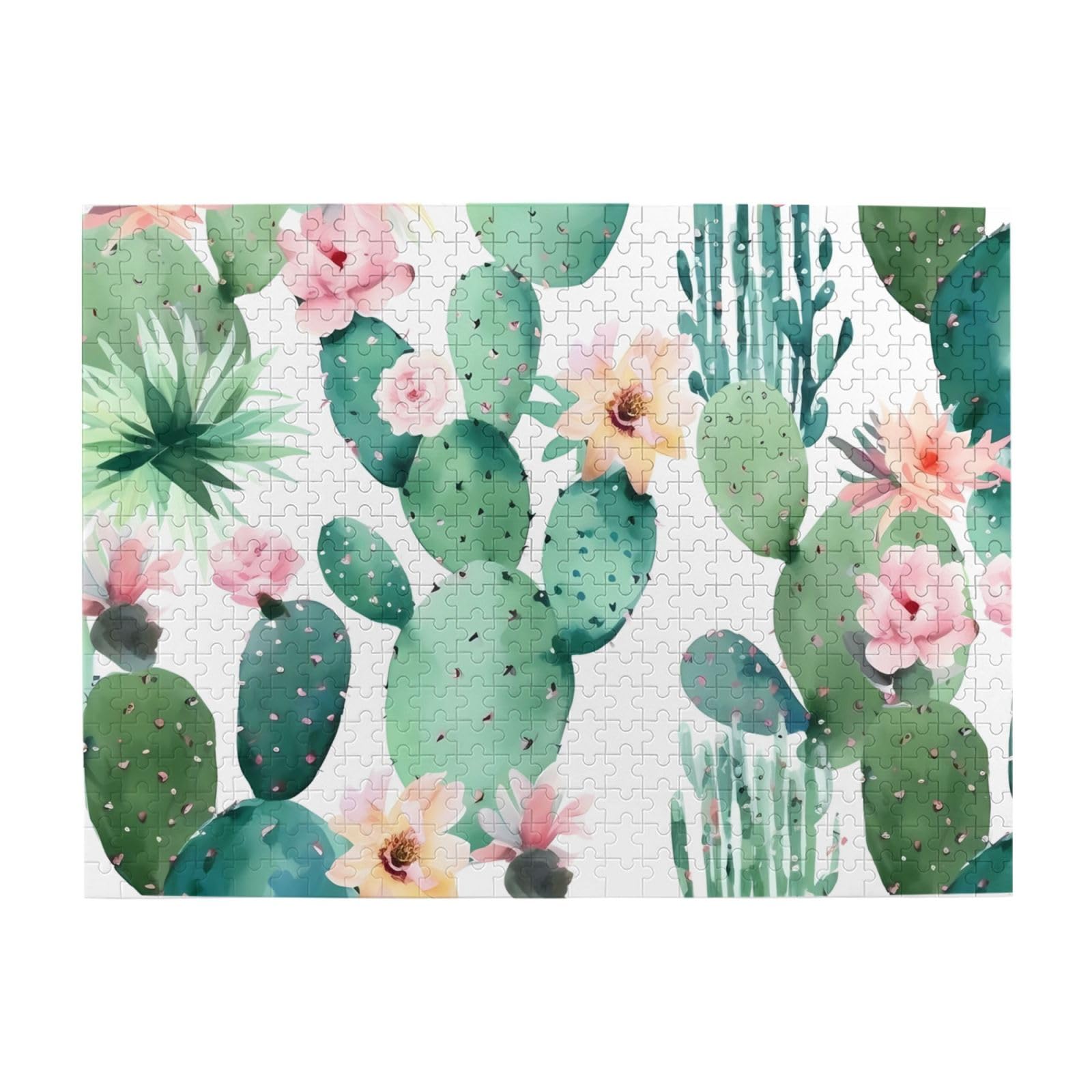 500-Piece Cactus Jigsaw Puzzle for Adults - Personalized Wooden Photo Puzzle with 20.4