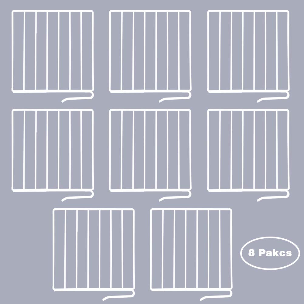 Urban Deco 8-Pack White Shelf Dividers for Wire Shelves - Closet & Cabinet Organizer for Bedroom, Kitchen Storage - Easy Install Wire Shelf Dividers - Perfect for Pantry Organization & Closet Storage Solutions