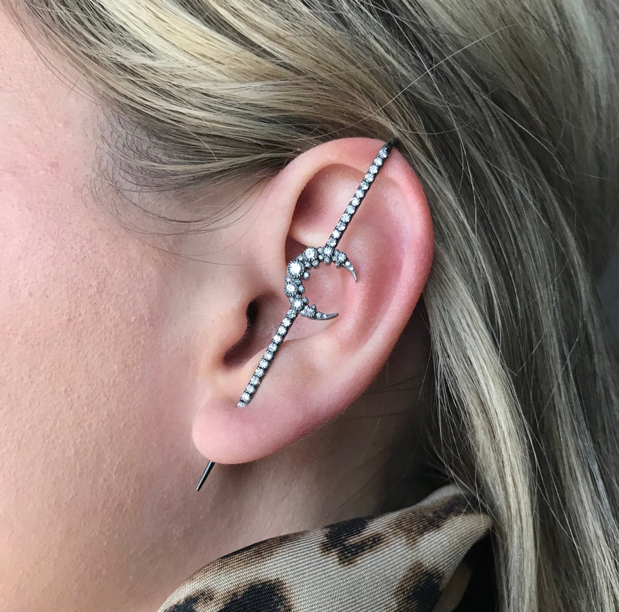 Moon Needle Earring - Elegant Silver Moon Stud Earrings for Women | Perfect for Everyday Wear, Date Nights & Special Occasions
