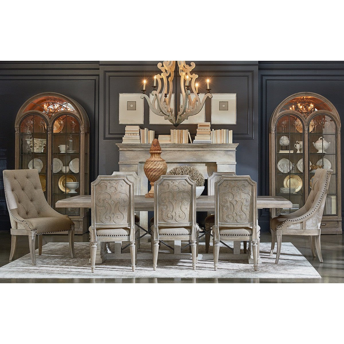 Arch Salvage Pearce Dining Table - White & Brown Finish | Modern Farmhouse Style for Dining Room & Kitchen