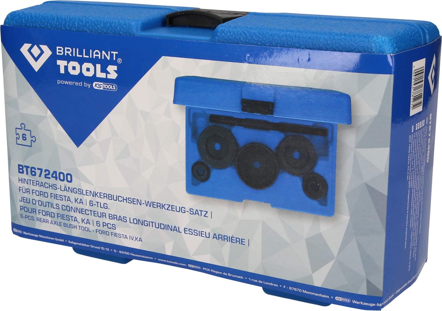 BRILLIANT TOOLS BT672400 6-Piece Rear Axle Trailing Bar Socket Tool Set - Compatible with Ford Fiesta & Ka Models | Professional Automotive Repair Kit [Powered by KS Tools] | Perfect for DIY Mechanics & Professional Garage Use