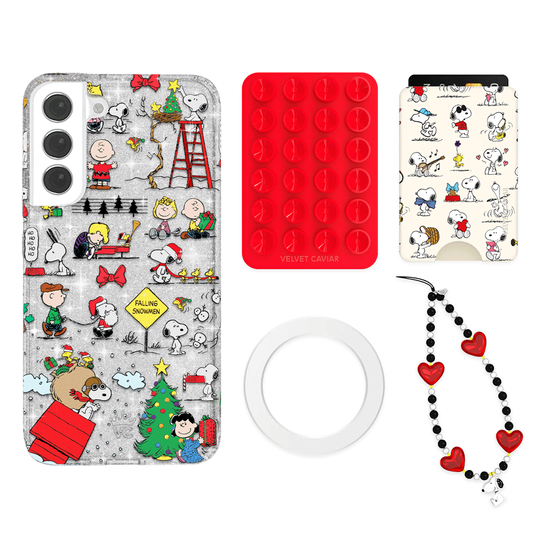 Snoopy Christmas Glitter Galaxy Wallet Set - Cute Peanuts Character Wallet for Holiday Gifts & Winter Accessories | Perfect for Christmas Stocking Stuffers, Secret Santa Gifts & Festive Celebrations